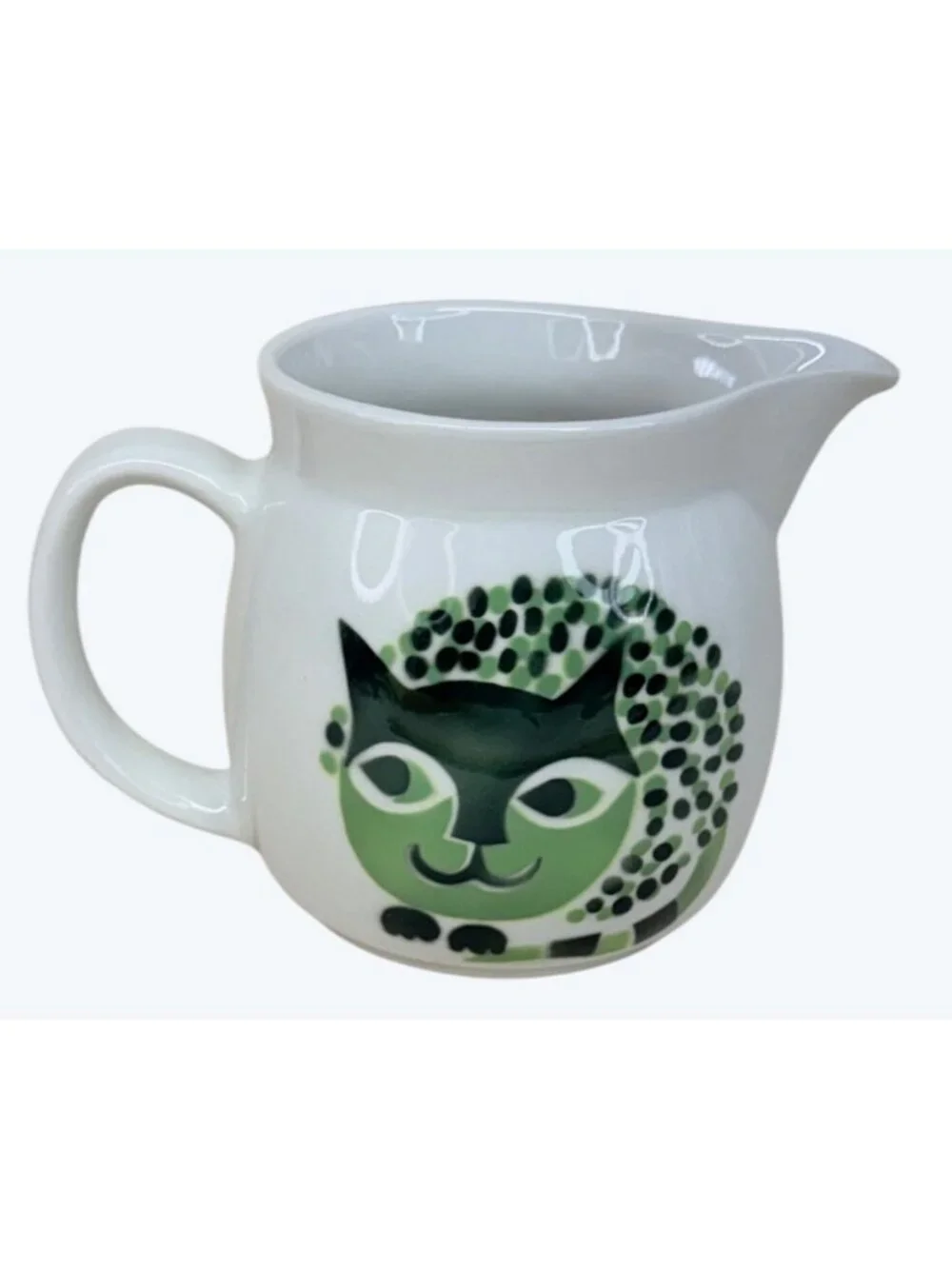 Arabia Finland Green Spotted Kissa Cat Kaj Franck Gunvor Olin Gronqvist Pitcher